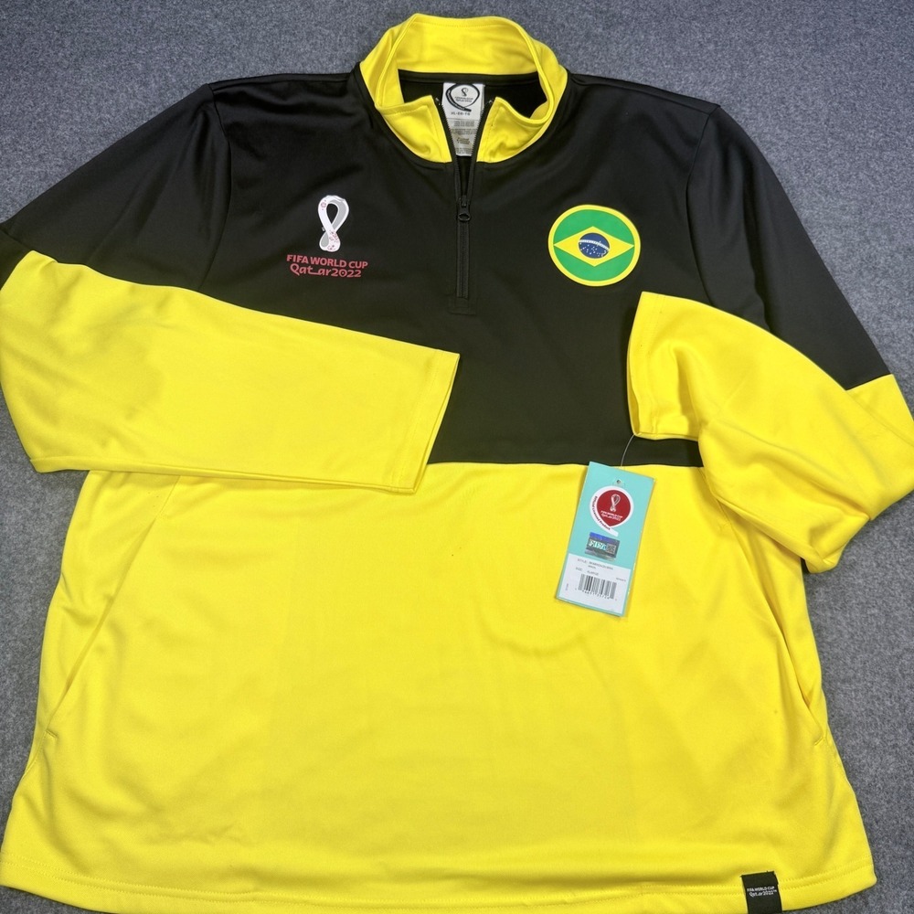 FIFA World Cup Qatar 2022 Brazil 1/4 Zip Pullover Yellow Black XL 9KIMW2AQV-BRA
